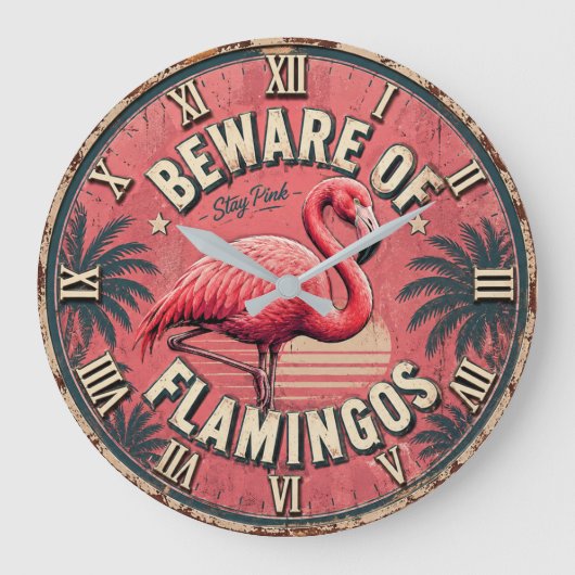 Beware of Flamingos Grote Klok (Voorkant)