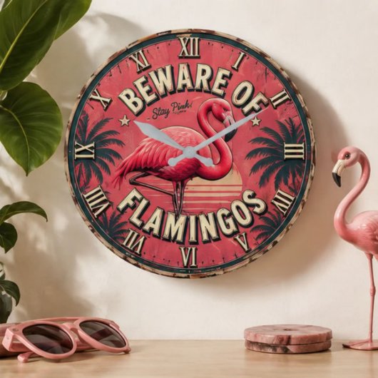 Beware of Flamingos Grote Klok