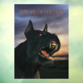Beware of the Dog. Big, black dog Raamsticker (Vel 3)
