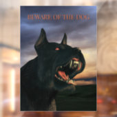 Beware of the Dog. Big, black dog Raamsticker (Vel 2)