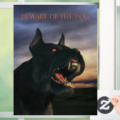 Beware of the Dog. Big, black dog Raamsticker (Huis)
