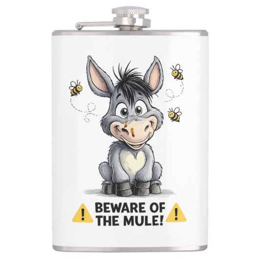 Beware Of The Mule Funny Donkey Warning Design Heupfles (Voorkant)
