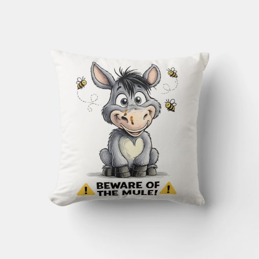 Beware Of The Mule Funny Donkey Warning Design Kussen (Voorkant)