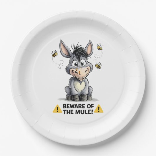 Beware Of The Mule Funny Donkey Warning Design Papieren Bordje (Voorkant)