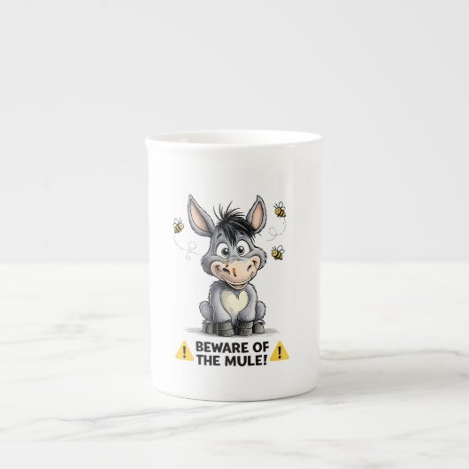 Beware Of The Mule Funny Donkey Warning Design Porselein Kop (Voorkant)