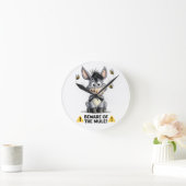 Beware Of The Mule Funny Donkey Warning Design Ronde Klok (Huis)