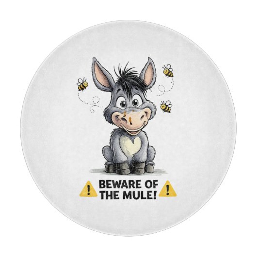 Beware Of The Mule Funny Donkey Warning Design Snijplank (Voorkant)