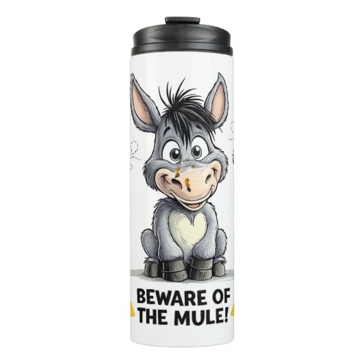 Beware Of The Mule Funny Donkey Warning Design Thermosbeker (Voorkant)