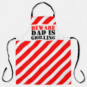 BEWARE Papa grijpt met rode strepen. Schort (Voorkant)