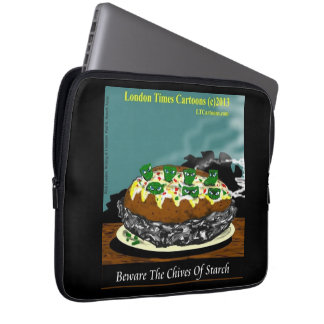 Beware the Chives of Starch – Funny Foodie Cartoon Laptop Sleeve
