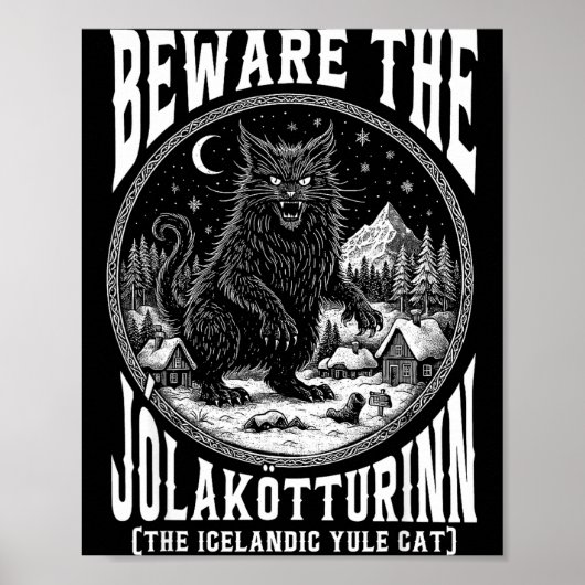 Beware The Jolakotturinn Yule Cat Icelandic Christ Poster (Voorkant)
