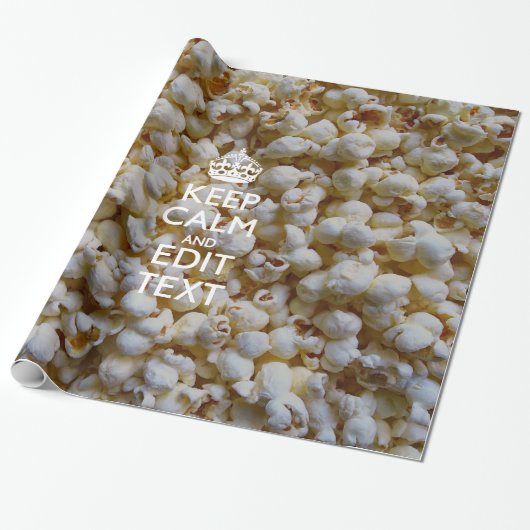 BEWAREN CALM EN Jouw tekst OP Popcorn Cadeaupapier (Uitgerold)