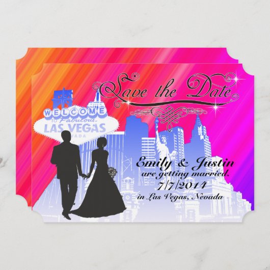 BEWAREN DE DATUURKAARTEN MET UITZICHT VAN LAS VEGA SAVE THE DATE (Voorkant / Achterkant)