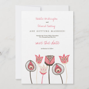 Bewaren Funky Bloemen van het Ivoor van de Save The Date