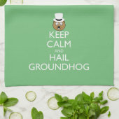 BEWAREN KALM EN HAIL GROUNDHOG THEEDOEK (Gevouwen)