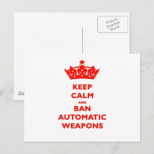 BEWAREN VAN AUTOMATISCHE WAPENS MET KALM EN VERBOD BRIEFKAART (Voorkant / Achterkant)