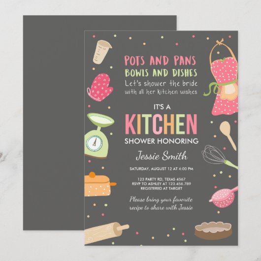 Bewaren van de Keukenbridal Uitnodiging het Koken (Voorkant / Achterkant)
