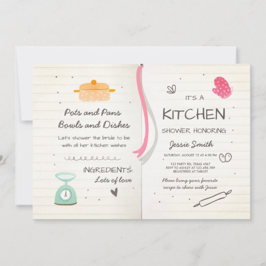 Bewaren van de Keukenbridal Uitnodiging het Koken (Voorkant)