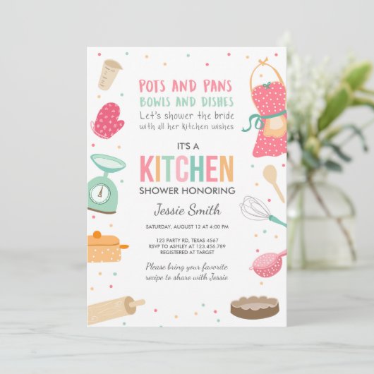 Bewaren van de Keukenbridal Uitnodiging het Koken (Staand voorkant)