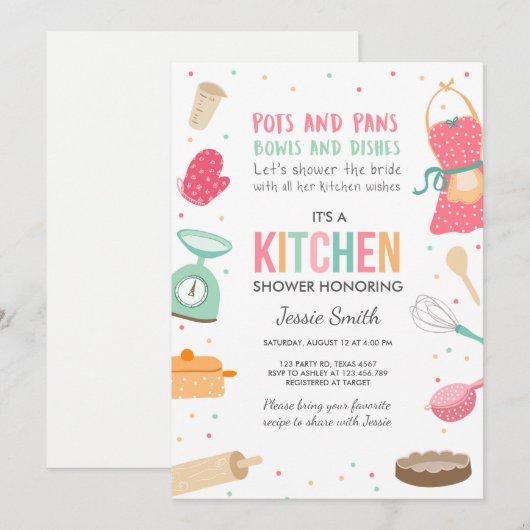 Bewaren van de Keukenbridal Uitnodiging het Koken (Voorkant / Achterkant)