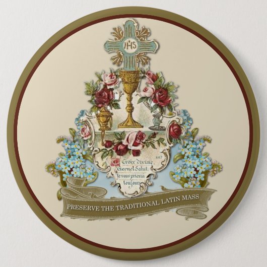 BEWAREN VAN DE TRADITIONELE LATIJNMASSA CATHOLIC RONDE BUTTON 6,0 CM (Voorkant)
