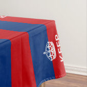 BEWAREN VAN KALK EN Jouw tekst OP Rode blauwe stre Tafelkleed (Voorbeeld)