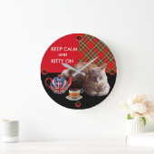 BEWAREN VAN KALK EN KAT OP DE RODE TARTAN-TEPARTIJ GROTE KLOK (Huis)