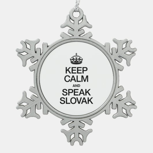 BEWAREN VAN KALK EN SPREKEN SLOWAK TIN SNEEUWVLOK ORNAMENT (Voorkant)
