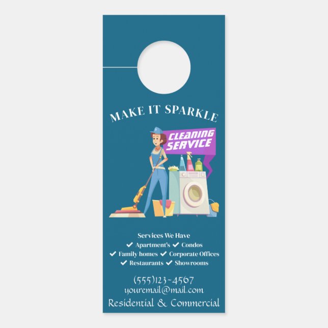 Bewaringsdienst voor het schoonmaken van benodigdh deurhanger (Voorkant)