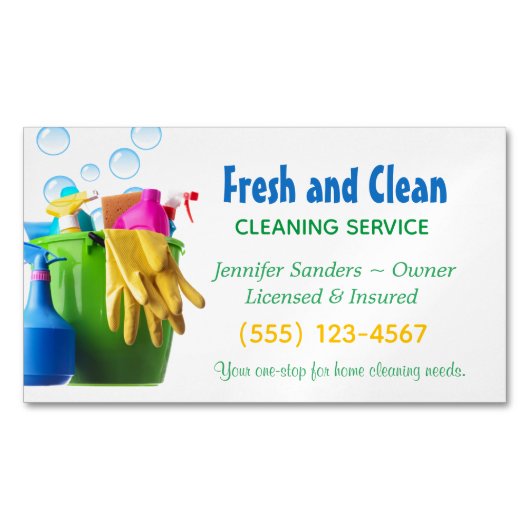 Bewaringsdienst voor het schoonmaken van benodigdh magnetisch visitekaartje (Voorkant)