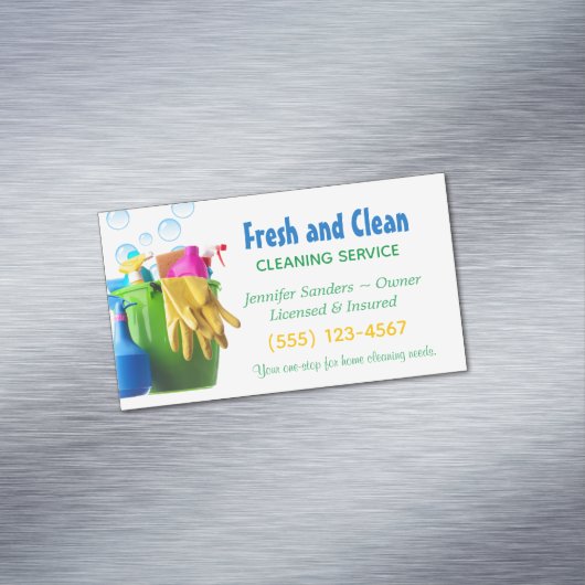 Bewaringsdienst voor het schoonmaken van benodigdh magnetisch visitekaartje (Voorbeeld)