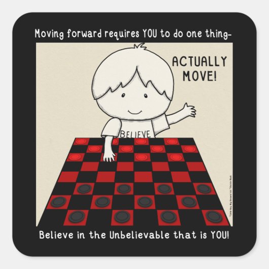 Beweeg daadwerkelijk vierkante sticker (Voorkant)