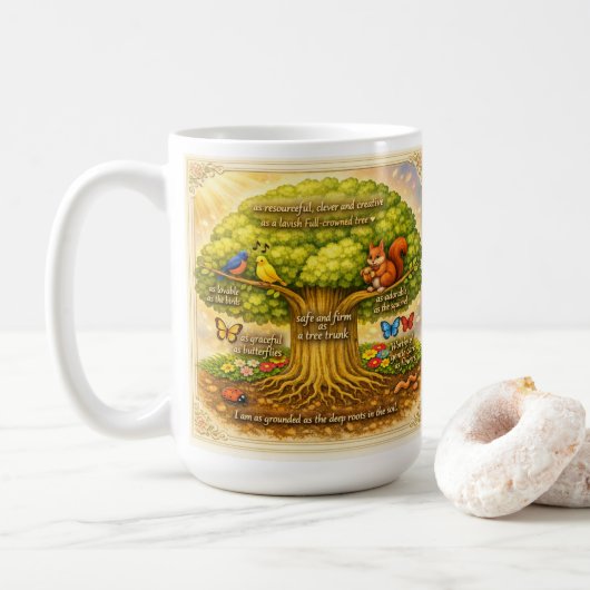 beweeg de hele dag gestaag en induceer vreugde koffiemok (Met donut)