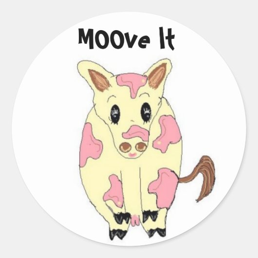 Beweeg het Grappige Koe Ronde Sticker (Voorkant)
