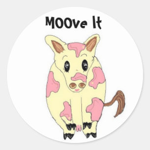 Beweeg het Grappige Koe Ronde Sticker