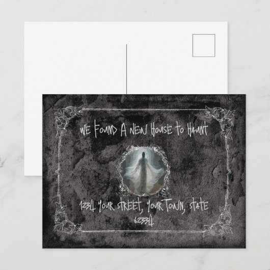 Beweeg ons eerste huis briefkaart (Voorkant / Achterkant)