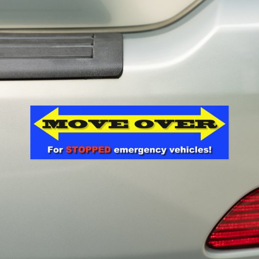"Beweeg over voor stilstaande noodvoertuigen!" Bumpersticker (Op auto)