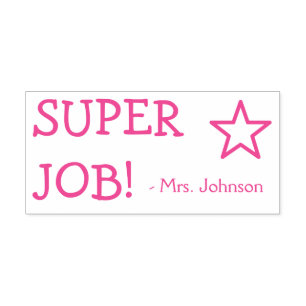 Beweeg "SUPER JOB!" + Tutor Name Rubber Stamp Zelfinktende Stempel