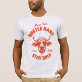 Beweeg Voorbij, Werk Hard, Grappige Koe T-shirt (Voorkant)