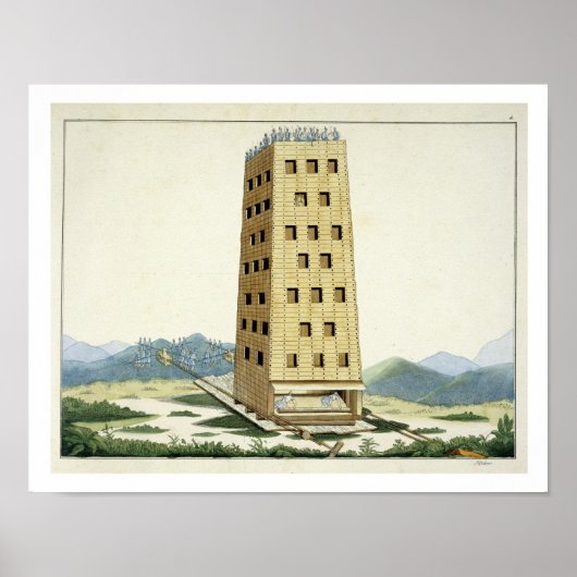 Bewegbare toren, ontworpen na de toren van Caesar  Poster (Voorkant)
