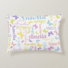 Bewegde regenboogvlinder, aangepaste naam Amelia Accent Kussen