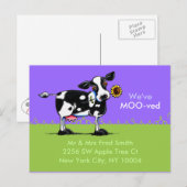 Bewegde Zonnezige Koe de Nieuwe Mededelingen van h Aankondigingskaart (Voorkant / Achterkant)