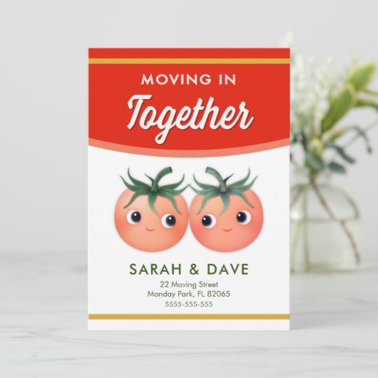 Bewegen in samen aankondiging met tomatenpaar (Staand voorkant)