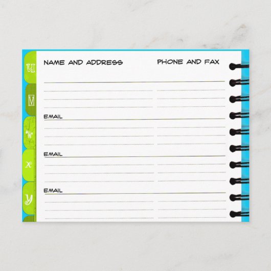 Bewegend Aankondiging Adres Boek 'U-Y' Briefkaart (Voorkant)