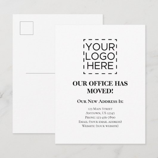 Bewegend Aankondiging Bedrijfs Logo Briefkaart (Voorkant / Achterkant)