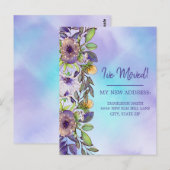 Bewegend Aankondiging Paarse Gele Bloemen Briefkaart (Voorkant / Achterkant)