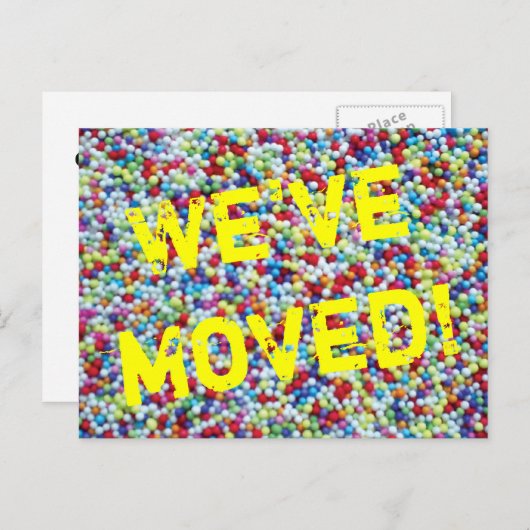 Bewegend briefkaart met kleurrijke snoepjes sprenk (Voorkant / Achterkant)