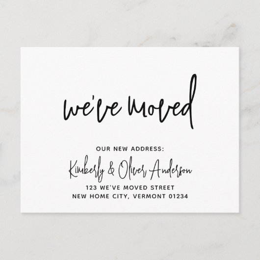 Bewegend Handgeschreven Calligrafie Nieuw Adres Aankondigingskaart (Voorkant)