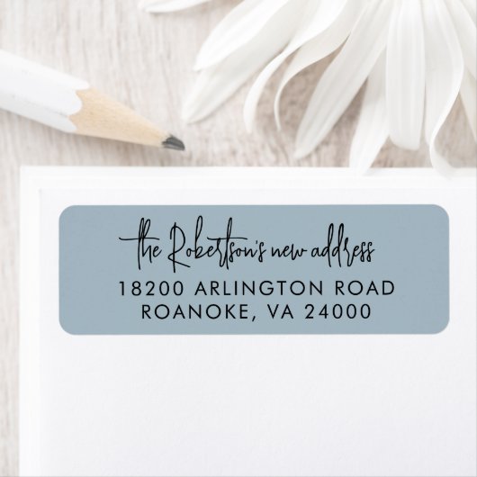 Bewegend het Blauwe Adres van de Aankondiging van  Etiket (Insitu)