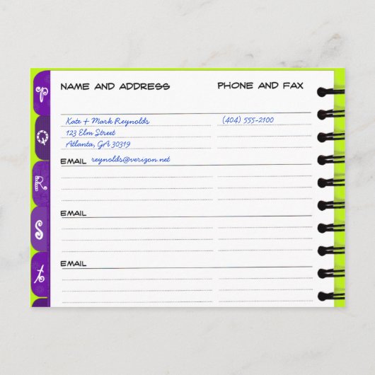 Bewegend het Boek P-T van het Adres van de Aankond Aankondigingskaart (Achterkant)